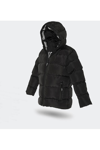 Slazenger NEONS Çocuk Kapüşonlu Şişme Siyah Mont & Kaban