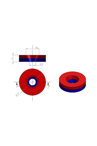 10'LU PAKET 12x3mm (6x3mm) N35 Havşalı Güçlü Neodyum Mıknatıs