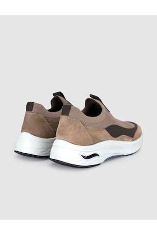 Cabani Bej Modern Triko Slip-on Sneaker Siyah - Neon Yeşil