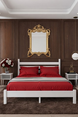 Renazzo Urban Masif Ahşap Karyola Beyaz 150x200 Beyaz - 150 X 200