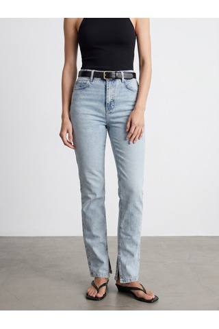 Dilvin 72326 Yanı Yırtmaçlı Straight Jean-mavi