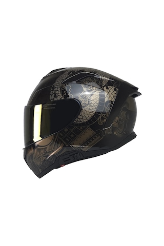 Mts X340 Coldy Gold Fullface Gold Camlı Motosiklet Kaskı Gold Siyah