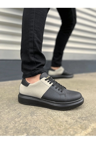 Mevese Tsoob Bağcıklı Cilt Süet Erkek Günlük Rahat Taban Sneaker Ayakkabı - Gri Siyah - Gri