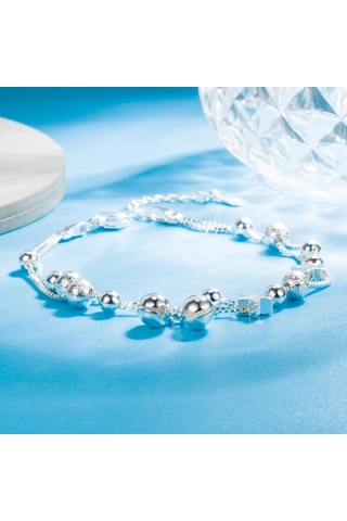 Moda Çift Katmanlı Yıldız Çan Bileklik Yıldız Çok Yönlü Takı Beyaz