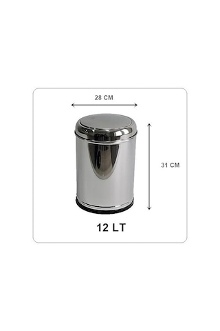 Krom Sallanır Kapak Çöp Kovası 12 Lt Lider Marka Gümüş
