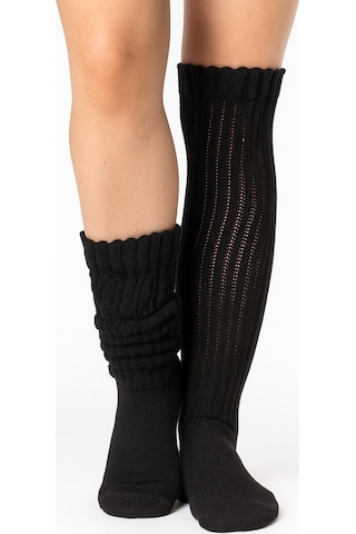 Socks Slouch Kadın Tozluk Dizüstü Dizaltı Kışlık Yünlü Kalın Yumuşak Çizme Bot Çorap Siyah