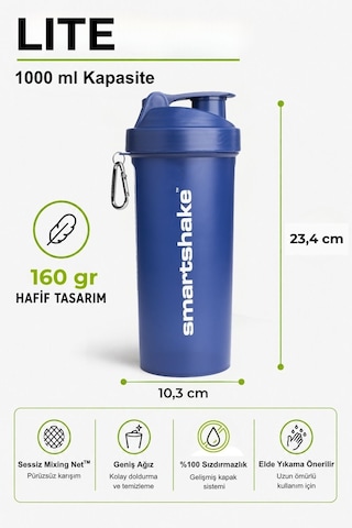 Smartshake Lite Serisi 1000 Ml Navy Mavi Protein Shaker