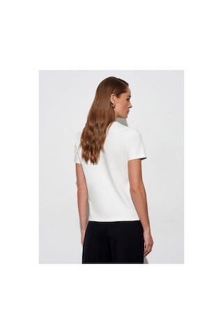 Dilvin 32779 Bisiklet Yaka T-shirt-ekru-16478