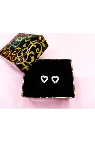 Oriental Kuyumculuk Jewellery Taşlı Gümüş Kalp Küpe Gümüş