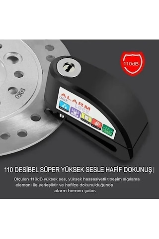 Vtn-110 Alarmlı Disk Kilidi Motorsiklet Scooter Bisiklet Sesli Alarm 110 Desibel