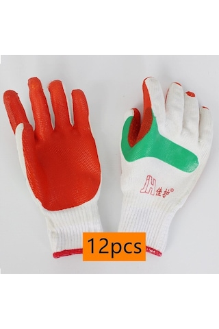 Tangshopping 12pcs Kaymaz Aşınmaya Dayanıklı Emek Koruma Eldivenleri Şantiye Inşaat Işleri Kalınlaşma Soğuk Geçirmez Bahçe Ev Kırmızı8