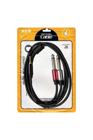 1.5 Metre 3.5mm Stereo Aux To 2x 6.3mm Mono Çivi Lüx Ses Kablosu