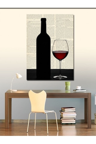 Kanvas Tablo Şarap Şişesi Ve Kadeh 70cmx100cm