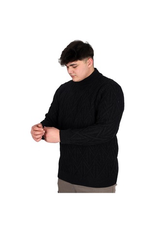 Mode Xl Büyük Beden Erkek Kazak Yarım Balıkçı Yaka Infınıty 24212 Siyah Siyah