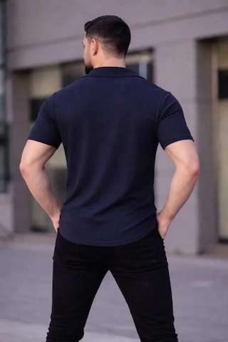 Etiler Collection Erkek Waffle Kumaş Kısa Kollu Düğmeli Açık Yaka Regular Fit Gömlek - Lacivert