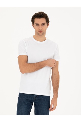 Beyaz Slim Fit Bisiklet Yaka T-shirt 15841036