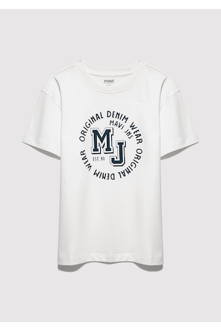 Mavi - Mj Logo Baskılı Ekru Tişört 6610395-70057 Ekru