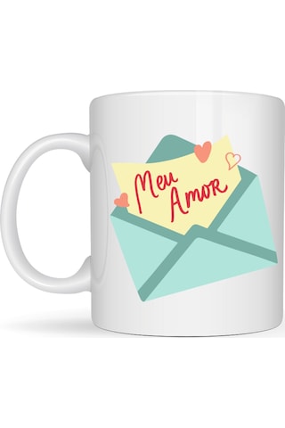 Meu Amor Tasarımlı Porselen Kupa Model 11 - Romantik Kalp Desenli Sevgili Kupası - Özel Tasarım Kahve & Çay Kupası Diğer