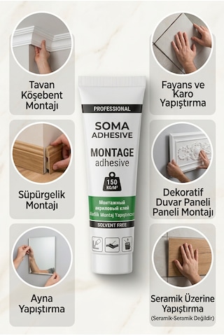 Akrilik Montaj Yapıştırıcısı Sıvı Çivi Hızlı Yapıştırıcı - Solvent İçermez Boyanabilir 1