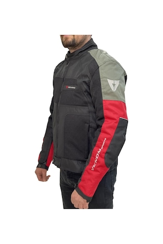 Venom Dynamic 4 Mevsim Siyah Gri Kırmızı Motosiklet Montu