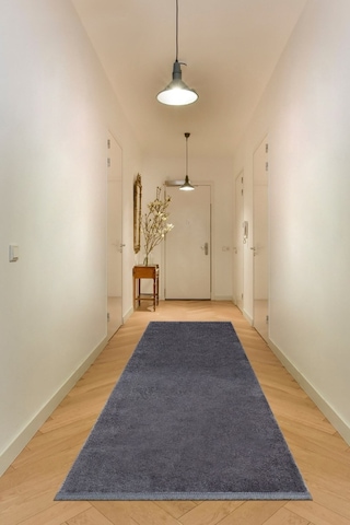 Vl Yuvarlak Comfort Düz Saçaklı Peluş Antrasit Yolluk Halı Antrasit Düz Saçak