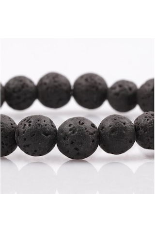 Tesbih Sakarya Lav Taşı Doğaltaş Unisex Bileklik Siyah