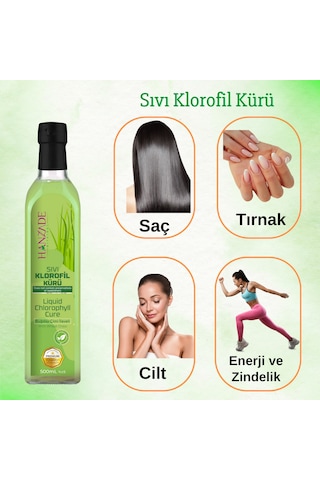 Hanzade Bitkisel Sıvı Klorofil Kürü Cam 3 x 500 ML