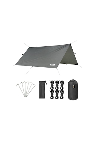 Haegs Tarp Gölgelik Tente, Taşınabilir Örtü Branda Çok İşlevli Outdoor Açık Hava Kamp Seyahat Tente Branda Güneşlik Karavan Tente Yan Çadır Gölgelik - 300x400 Cm - Gri