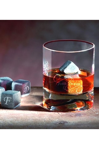 Kişiye Özel Viski Bardağı ve Viski Taşı Seti