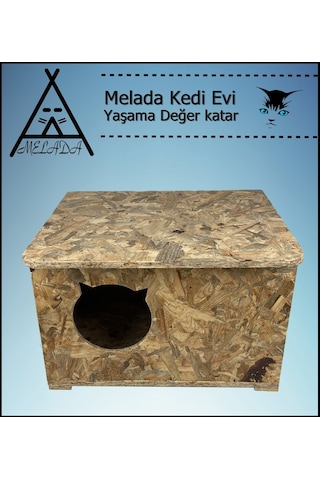 Melada Kedi Evi Dış Ortam Uygun Ahşap Kedi Evi Osb 50x35x30 Cm