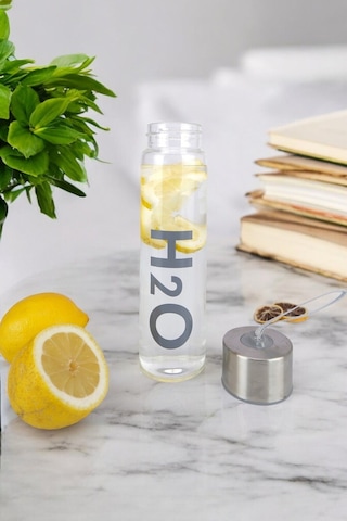 Digithome H2o Metal Kapaklı Cam Matara Gri - H2o81454 C1-1-18