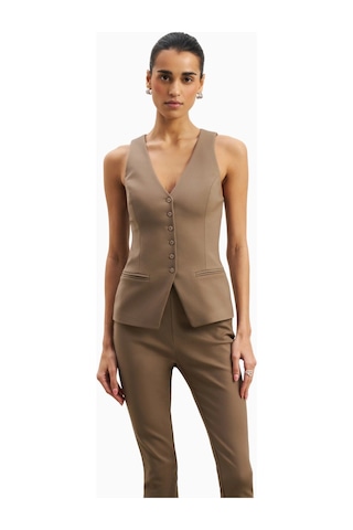 Because Of Alice Tailored V - Neck Hourglass Waistcoat V Yaka Kadın Yelek Açık Kahverengi