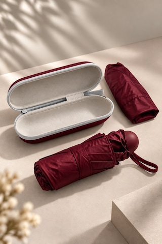Favora Rainbox Kapsül Şemsiye - Kutulu Mini Katlanır Çanta Boy Şemsiye Bordo