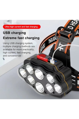 Dancemonkey 8 Led Şarjlı Kafa Lambası - 4 Modlu, Ipx7 Su Geçirmez, Ayarlanabilir Band, Siyah Siyah