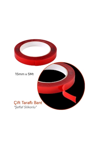Carpi 15 Mm x 5 Mt Çift Taraflı Silikonlu Bant Şeffaf Br6570173