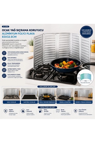 Ocak Yağ Sıçrama Koruyucu Alüminyum Folyo Plaka 84x32.5cm 5580