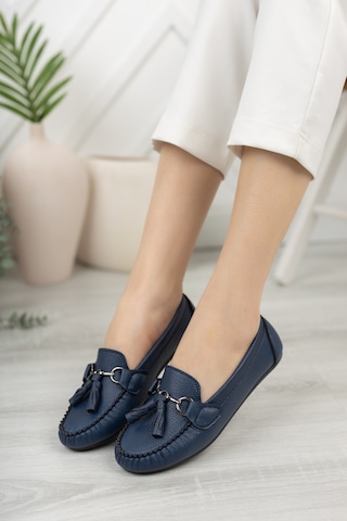 Khayt Tassel Casual Günlük Kadın Babet Ayakkabı Lacivert