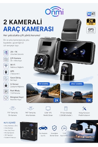 Onmi X10 Ön Ve Arka 2k+1k 2 Wifi Dashcam Araç Kamerası