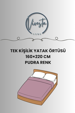 %100 Pamuk Saçaklı Tek Kişilik Yatak Örtüsü 160x220 Şık Ve Modern Tasarım Pudra