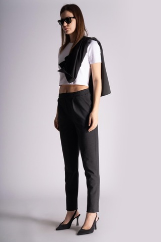 Braccas Kadın Yandan Cepli Beli Lastikli Ve Pileli Slim Fit Jogger Pantolon Antrasit Antrasit