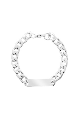Silver Renk Gurmet Zincirli Modern Tasarım Kişiye Özel İsim/harf Yazılı Erkek Çelik Bileklik