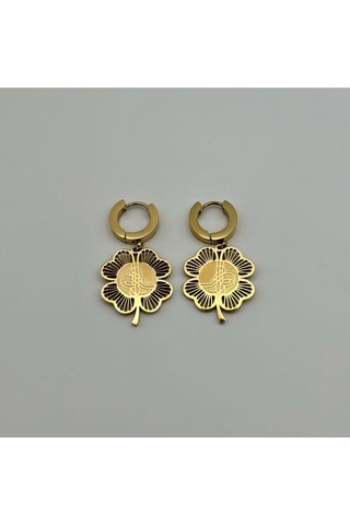 Arnes Jewelry Çelik Yonca Tuğralı Küpe Ar144nes Gold