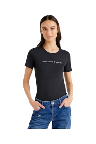 United Colors Of Benetton Kadın Benetton Yazılı Basic T-shirt SIYAH