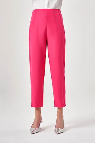 Mizalle Pensli Basic Fuşya Pantolon Sütlü Kahverengi
