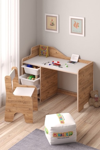 Miracle 3d Çocuk Oyun Aktivite Masası 90x45 Cm 3 Sepetli Çocuk Çalışma Masası Sırt Dayamalı Sandalye Atlantik
