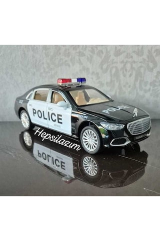 Metal Oyuncak Polis Araba Mercedes Maybach Model Araç Sesli Işıklı Çekbırak Diecast 23cm Diğer