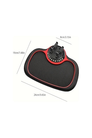 Boatshop1 Evrensel Pvc Araba Anti Kayma Padi 360 Derece Dönen Kırmızı Kuğu Kolu Çok Fonksiyonlu Gösterge Paneli Telefon Tutucu Otopark Plakası