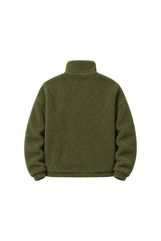 Genius Store Oversize Peluş Erkek İçi Polarlı Tam Fermuarlı Sherpa Sonbahar Kış Kadın Polar Sweatshirt Oversıze-pelus Haki