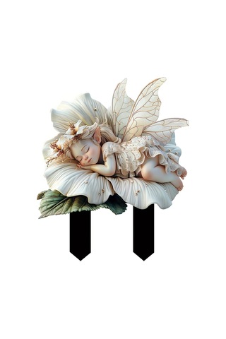 Beyaz Lotus Peri Bahçesi Kazığı Akrilik Çiçek Saksısı Dekorasyonu