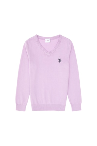 U.S. Polo Assn. Kız Çocuk Lila V Yaka Basic Kazak 50316777-VR034
